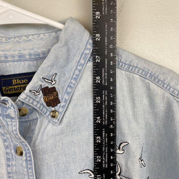 Blue Generation Shirt Women's XL Blue Chambray Denim VTG Nautical - Picture 9 of 10